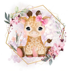 Jirafa bebé / Jirafa niña / Diseño de jirafa bebé / Diseño de baby shower / Invitación de cumpleaños / Anuncio de bebé / Descarga digital PNG