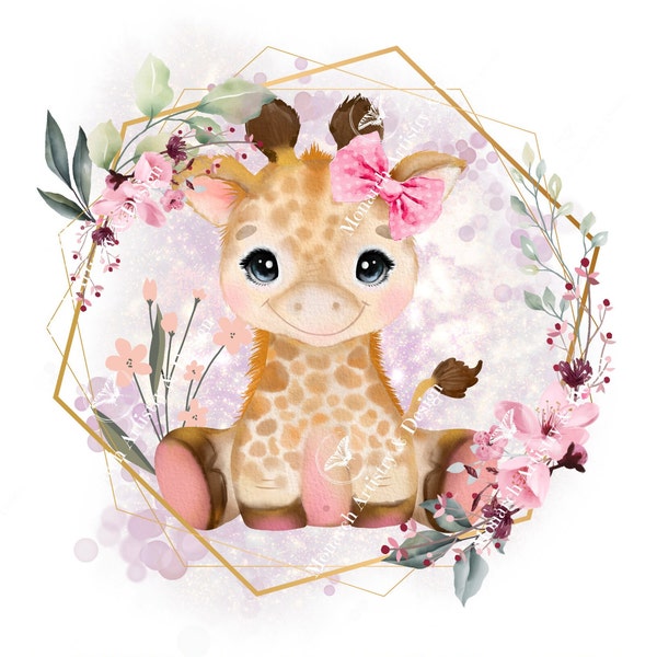 Baby Giraffe | Baby Girl Giraffe | Baby Giraffe Design | Baby Shower Design | Birthday Invitation | Baby Announcement | PNG Digital Download