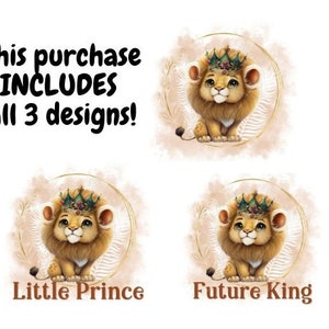Baby Lion PNG, niedliches Kinder-T-Shirt-Design, Babyparty-Design, Jungen-Kinderzimmer, Jungenzimmer, kleiner Prinz-zukünftiger König, Babyankündigungs-Sublimation