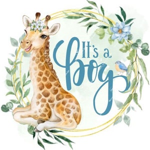 Babygiraf | Giraf babyjongen, png | Het is een jongen | Ontwerp babygiraf, babyshowerontwerp, babyaankondiging gender Reveal digitale download