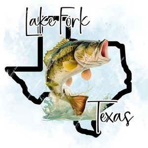 Lake Fork | Clipart meer vork | Texas Lakes | Vaderdag | Cadeau voor papa | Visserij-clipart | Lake Life | PNG | Digitale download
