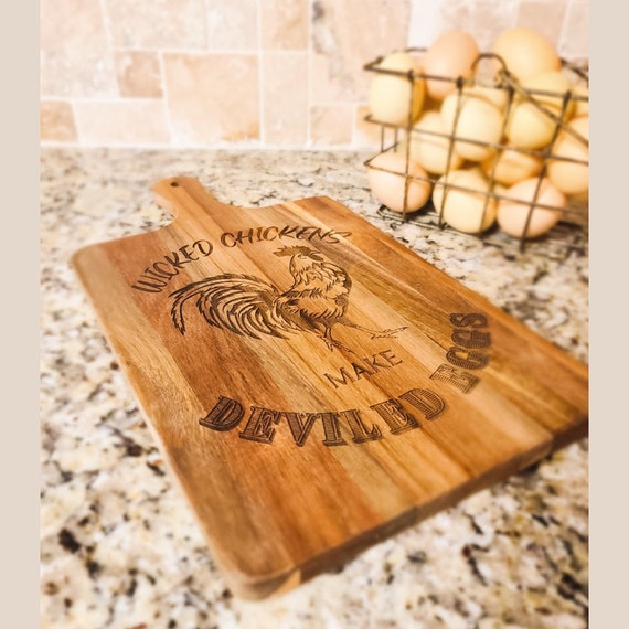 Cutting Board Wicked Chickens Make Deviled Eggs Kitchen Etsy