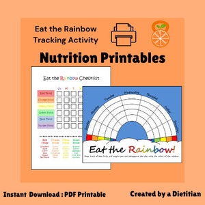 Iss den Regenbogen, Kinder verfolgen Obst und Gemüse, Ernährungsaktivität für Kinder, gute Lebensmittelauswahl, gesundes Leben, digital druckbare Downloads