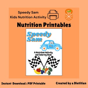 Speedy Sam Nutrition Activity for Kids, Nutrition Adventure Book, Coloring, Healthy Eating, Five Food Groups, Homeschool, Printables
