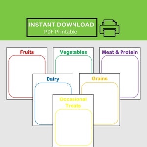 Food Group Sorting, Nutrition Activity for Kids, Healthy Eating, Five Food Groups, Homeschool, Printables