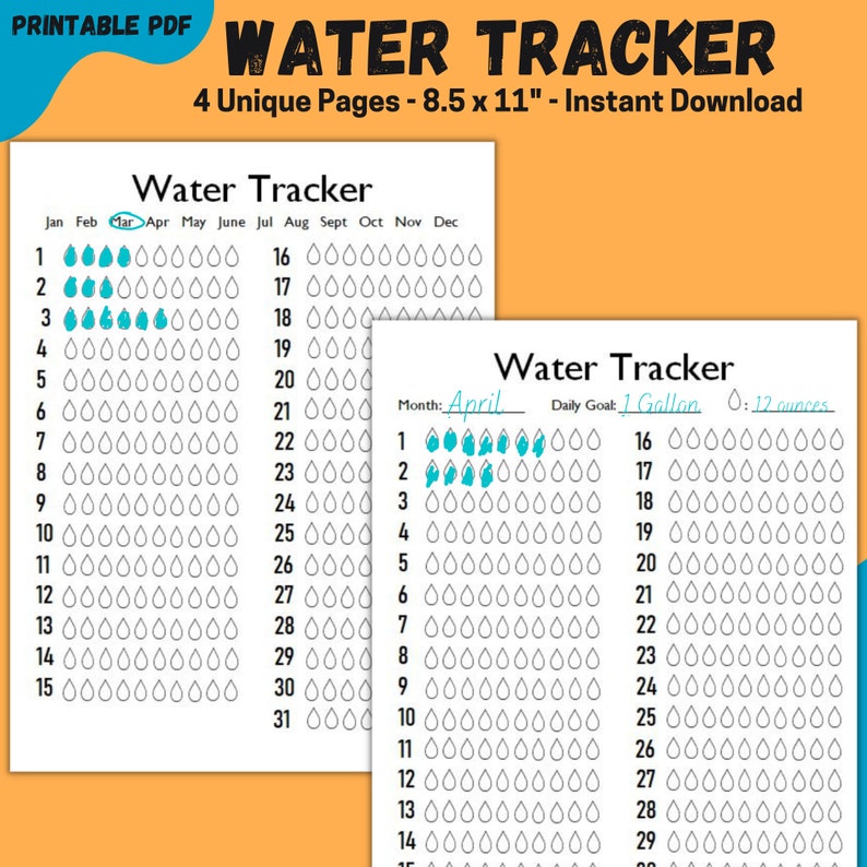 Water Tracker Printable Water Intake Chart Water Planner - Etsy