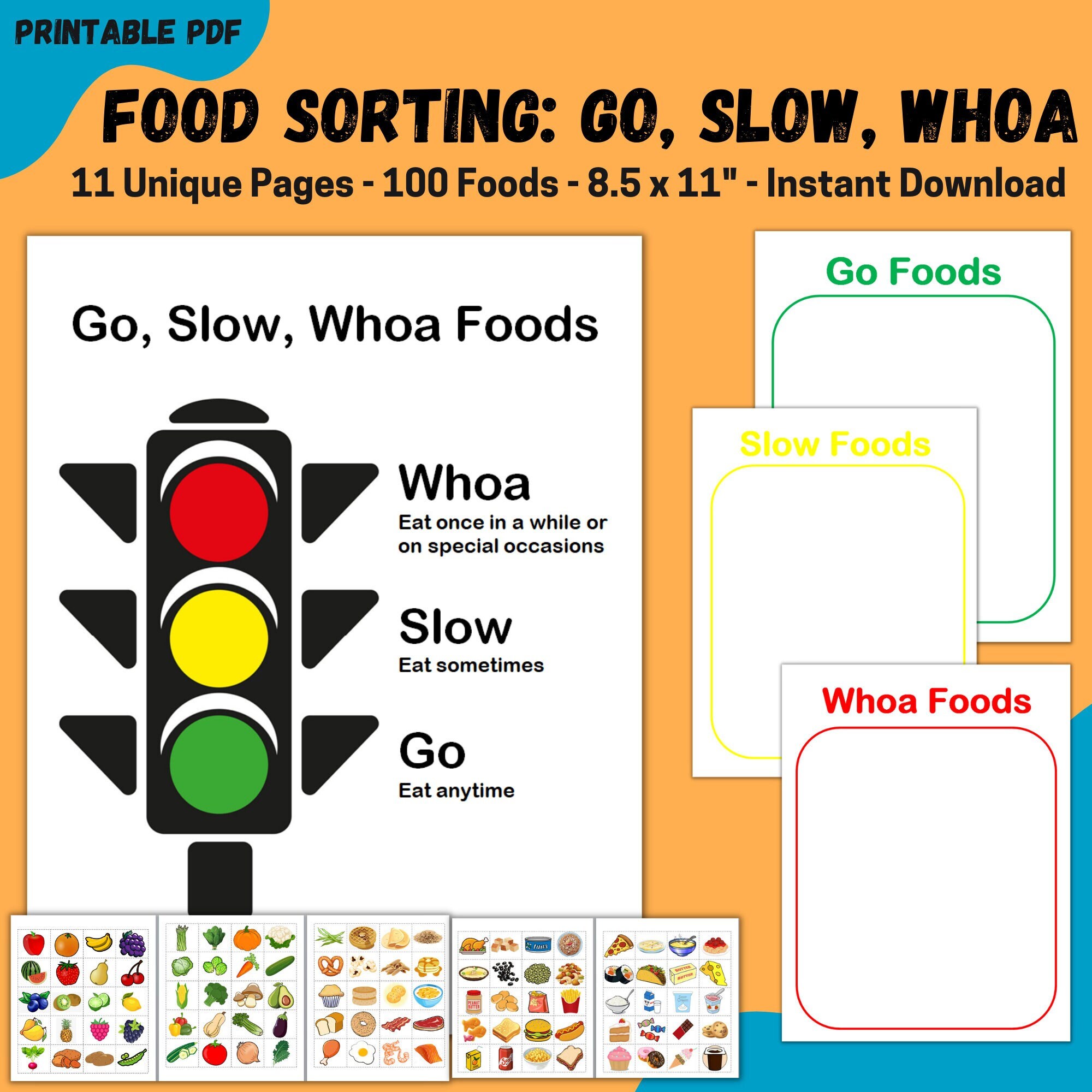 Food Group Sorting Go Slow Whoa Food Sorting Nutrition Etsy Nederland