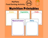Food Group Sorting, Nutrition Activity for Kids, Healthy Eating, Five Food Groups, Homeschool, Printables