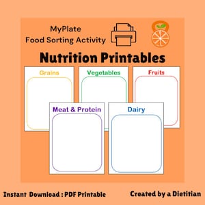 Tri par groupe d'aliments, Activité nutritionnelle pour les enfants, Alimentation saine, Cinq groupes d'aliments, École à la maison, Produits à imprimer
