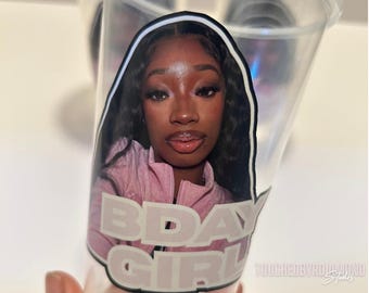 プラスチック製パーティーカップ｜誕生日ガール - 写真入り名入れ、16オンス（24個入り）