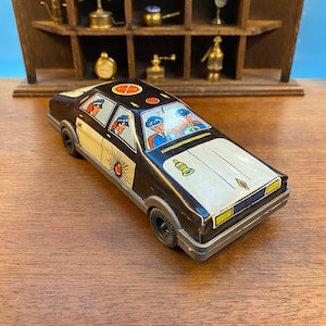 Tin Toy Car, Retro 1980s Turkish Tin Toy, Gürel Tin Toy Car