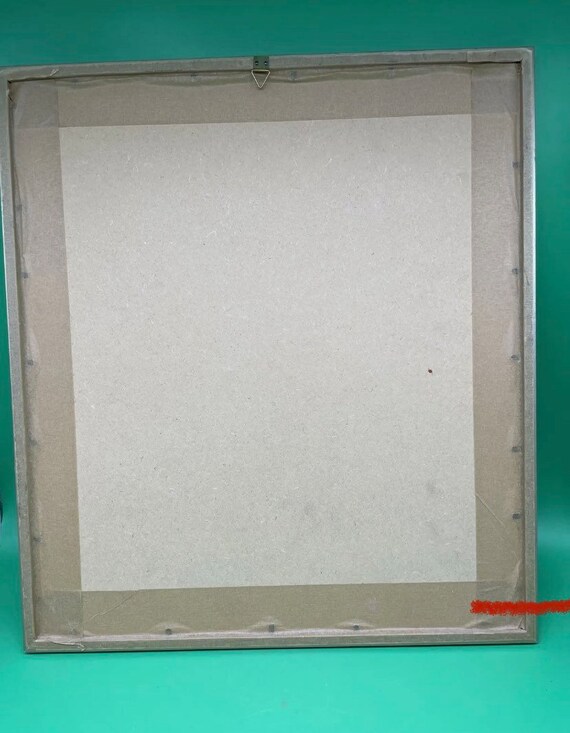 ヴィンテージ日本画、金色の金属フレーム、日本美術、ミニマリストの