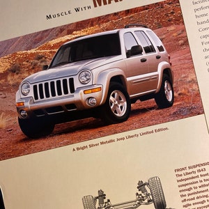 Brochure de voiture classique JEEP Liberty Kj Cherokee, dossier de voiture vintage Jeep, brochure de voiture classique Jeep