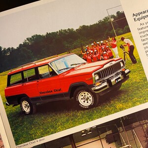 Brochure sur les voitures anciennes Jeep Cherokee, pochettes sur les voitures anciennes Jeep, brochure sur les voitures anciennes Jeep