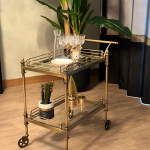 Vintage-Inspired Industrial Bar Cart Table - Handcrafted Home Furniture