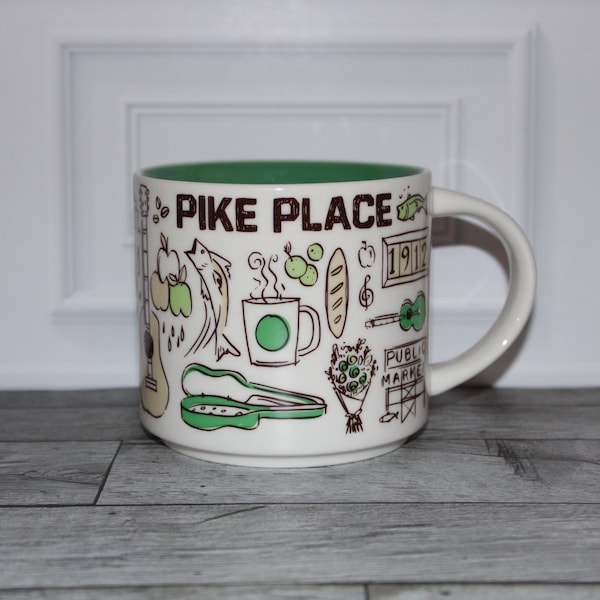 Starbucks Pike Place Market Mug Been There Series Pin Drop 14oz Coffee Cup