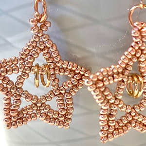 Rose Gold Star Beaded Earrings