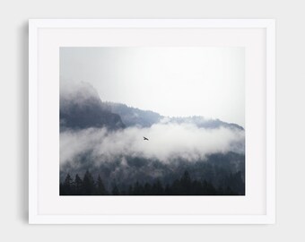 Moody Pacific Northwest Photography Print: Foggy Mountain Wall Art