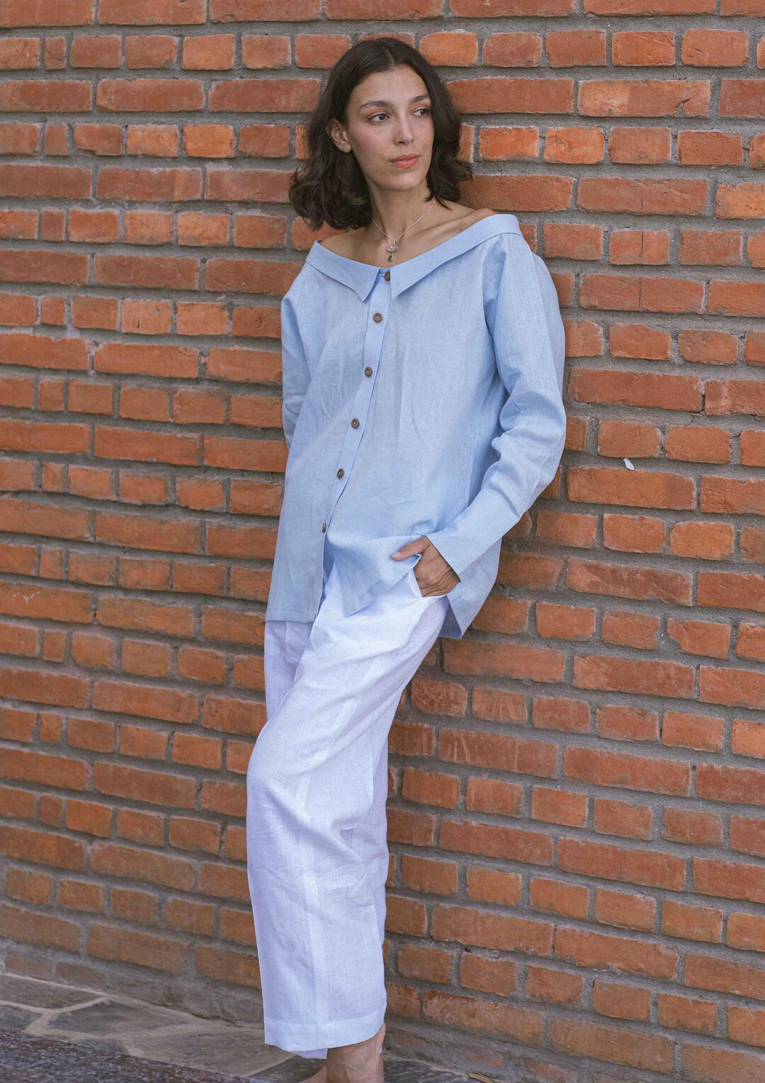 Solange Linen Button-down Shirt
