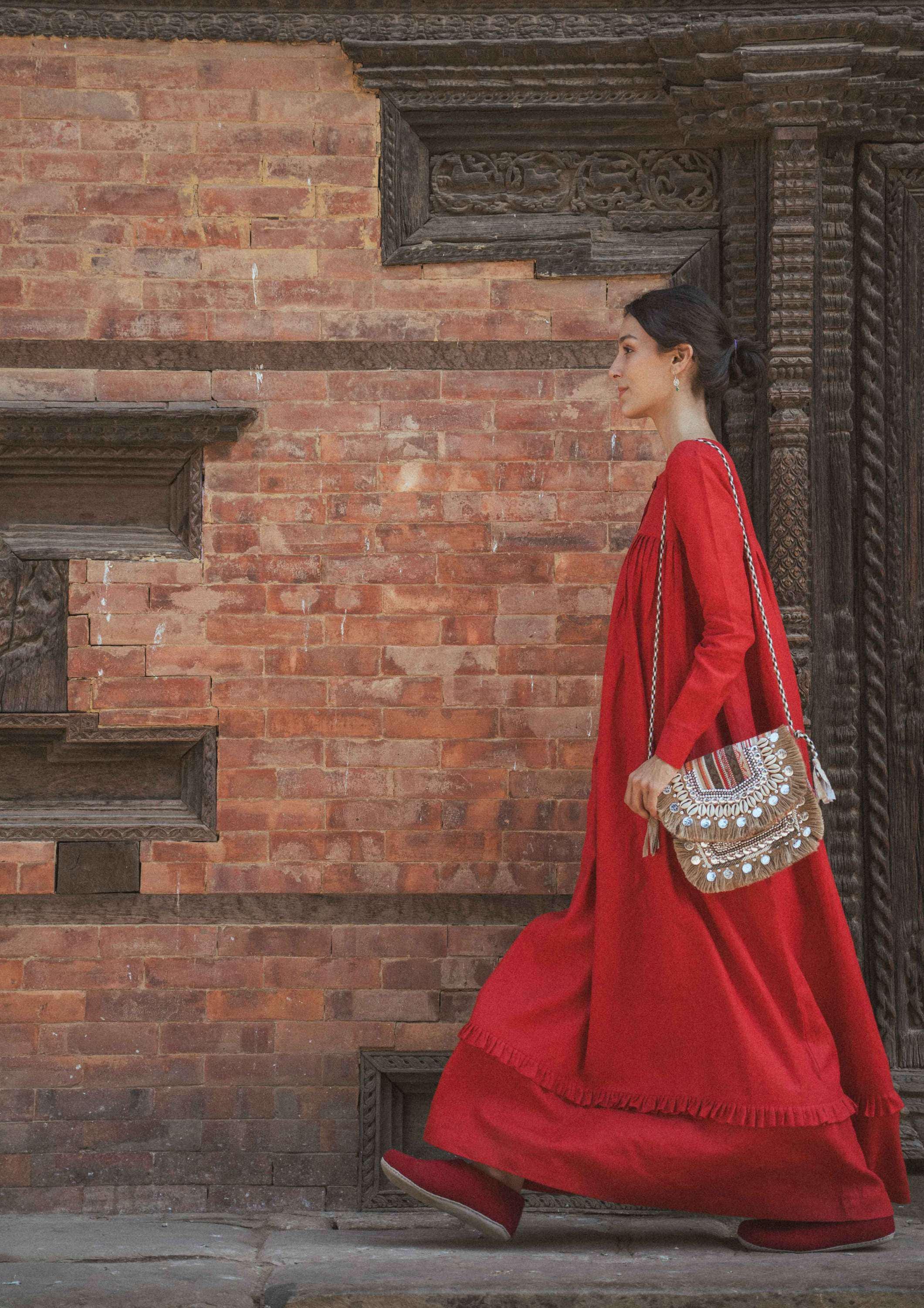 Red Linen Maxi Dress, Long Linen Dress, Loose Fit Dress, Long Sleeve Dress, Linen Summer Dress for Women