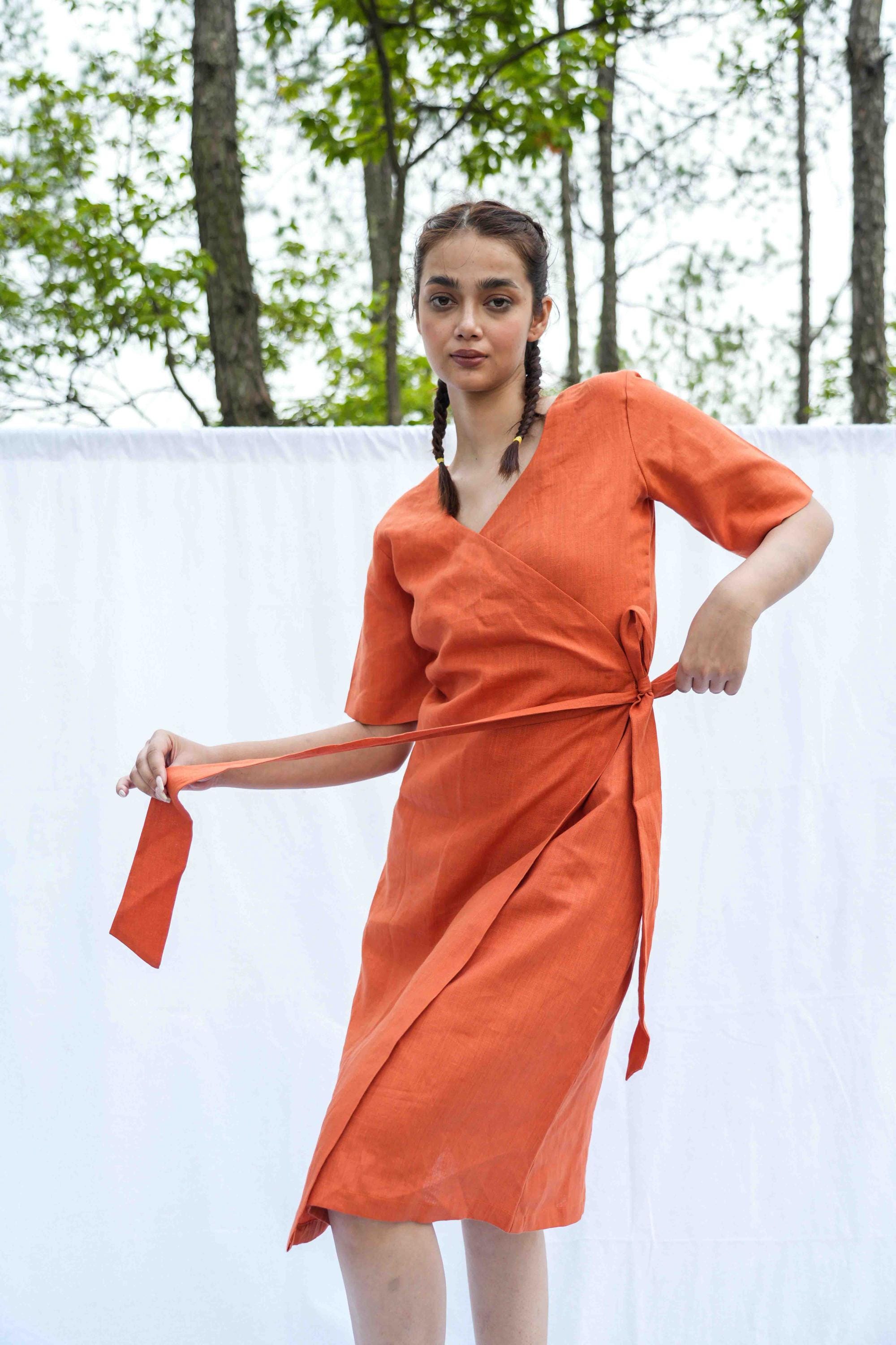matin cross back linen dress Athena cross back linen dress main image 0