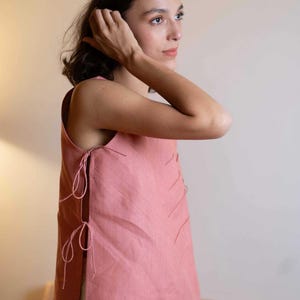 Linen Sleeveless Tie-Side Blouse Top