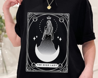 The High Lady Tarot T-Shirt | ACOTAR Merch, Velaris, Night Court, Feyre Archeron, High Lady of Night Court, Bookish Tarot Card