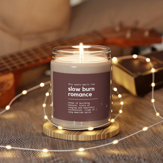 Slow Burn Romance Book Trope Scented Soy Candle | gift for her, gift for readers, book lovers candle, book trope shirt, bookish candle