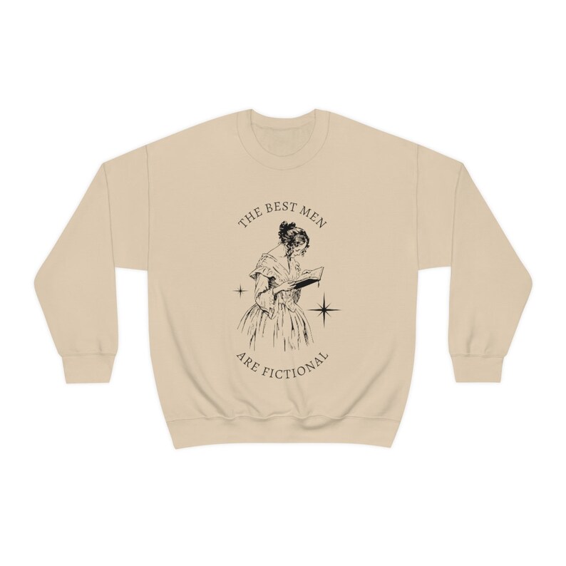 The Best Men Are Fictional Crewneck Sweatshirt | bookish sweater, booktok merch, gift for book lovers, book boyfriend shirt, fandom sweater image 8