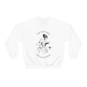 The Best Men Are Fictional Crewneck Sweatshirt | bookish sweater, booktok merch, gift for book lovers, book boyfriend shirt, fandom sweater image 7