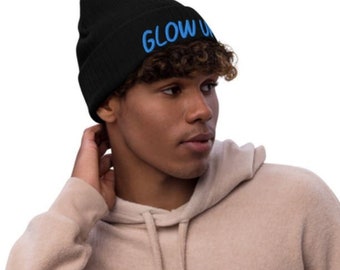 GLOW UP Recycled Cuffed Beanie | Atlantis (Navy Only / One Size) Font Color Changeable
