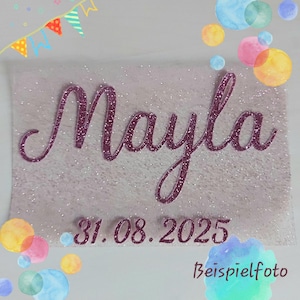 Bügelbild für Schultüten | Name und Datum | Glitzer | personalisiert | Geschenk Einschulung | Aufbügler
