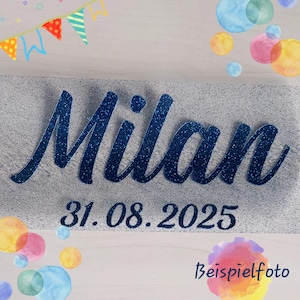 Iron-on transfer for school cones | Name and date | Glitter | Personalized | School enrollment gift | Iron-on patch