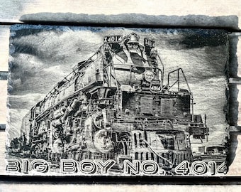 Big Boy 4014 Locomotive Slate Sign – Union Pacific Steam Engine Railroad Decor – Railfan Gift – Historic Train Art
