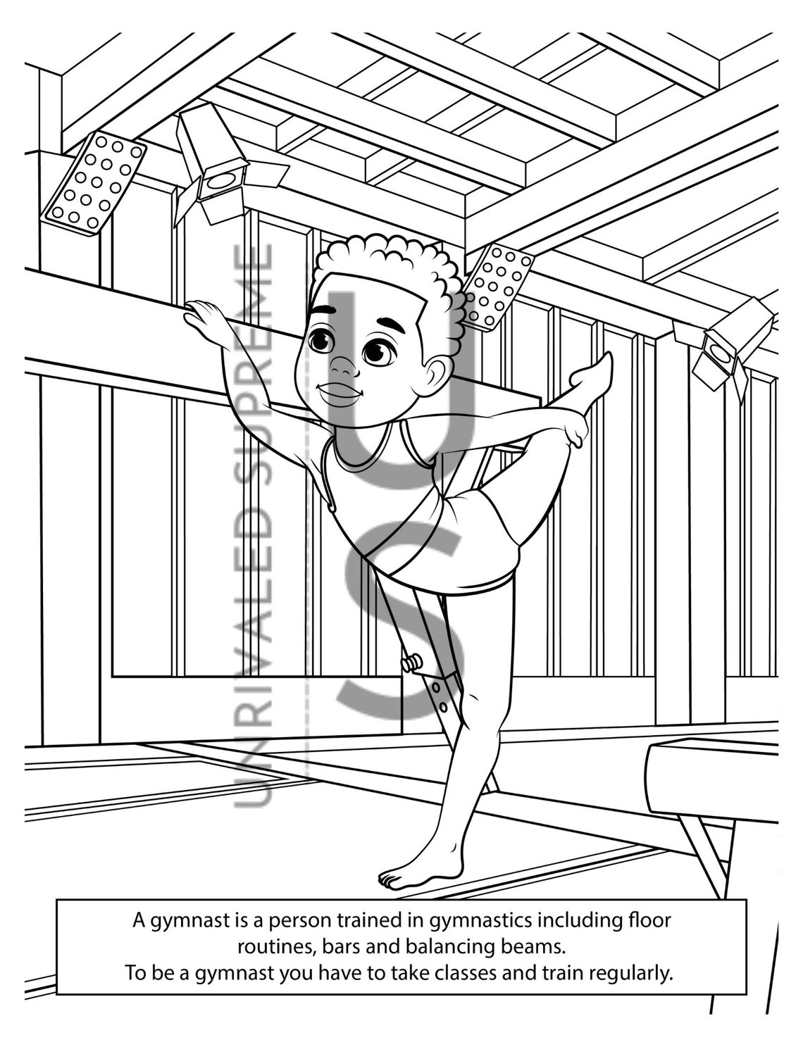 Printable Child Gymnast Coloring Page | Fun Kids Activity | Gymnastics ...