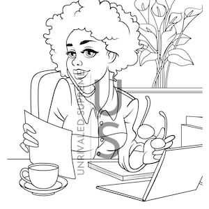 Administrator Coloring Page | Coloring Sheet | Adult Coloring Sheet | Black Girl Coloring Page | Coloring Page | Afro Coloring Page