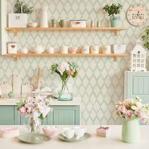 Minimal Harlequin Pattern Wallpaper, Peel and Stick, Soft Green Geometric Irregular Self Adhesive Mural, Bohemian Removable Wallpaper