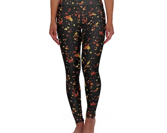 Autumn Leaves High Waisted Yoga Leggings: All Over Print