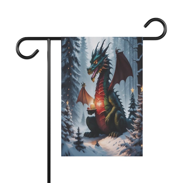 Christmas Caroling Dragon Garden Banner