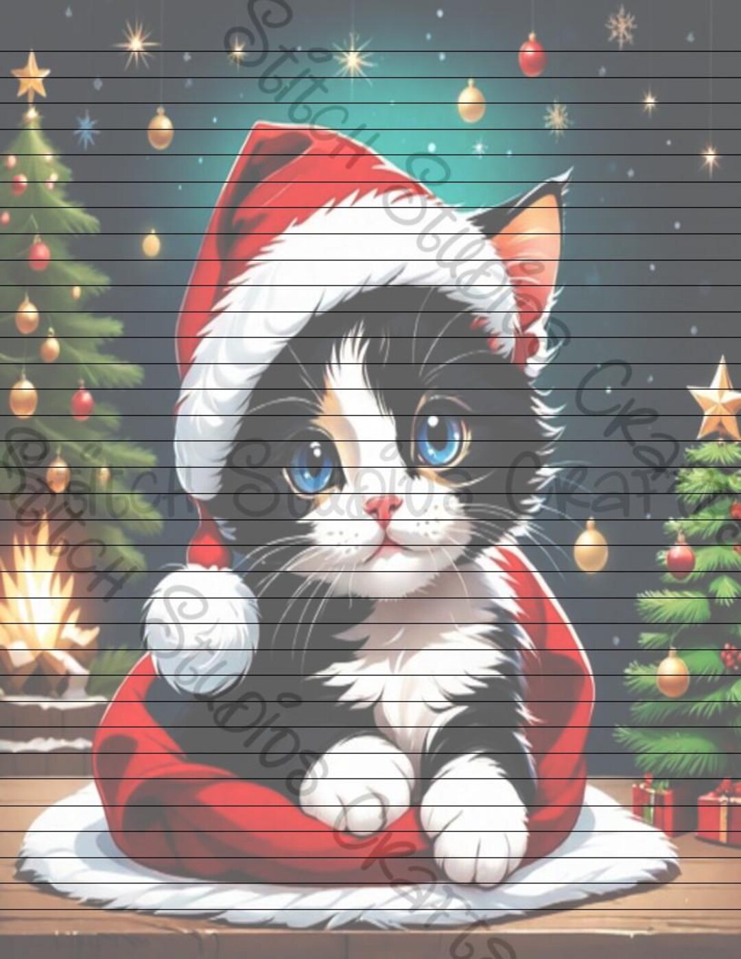 Christmas Printable Cat Stationary