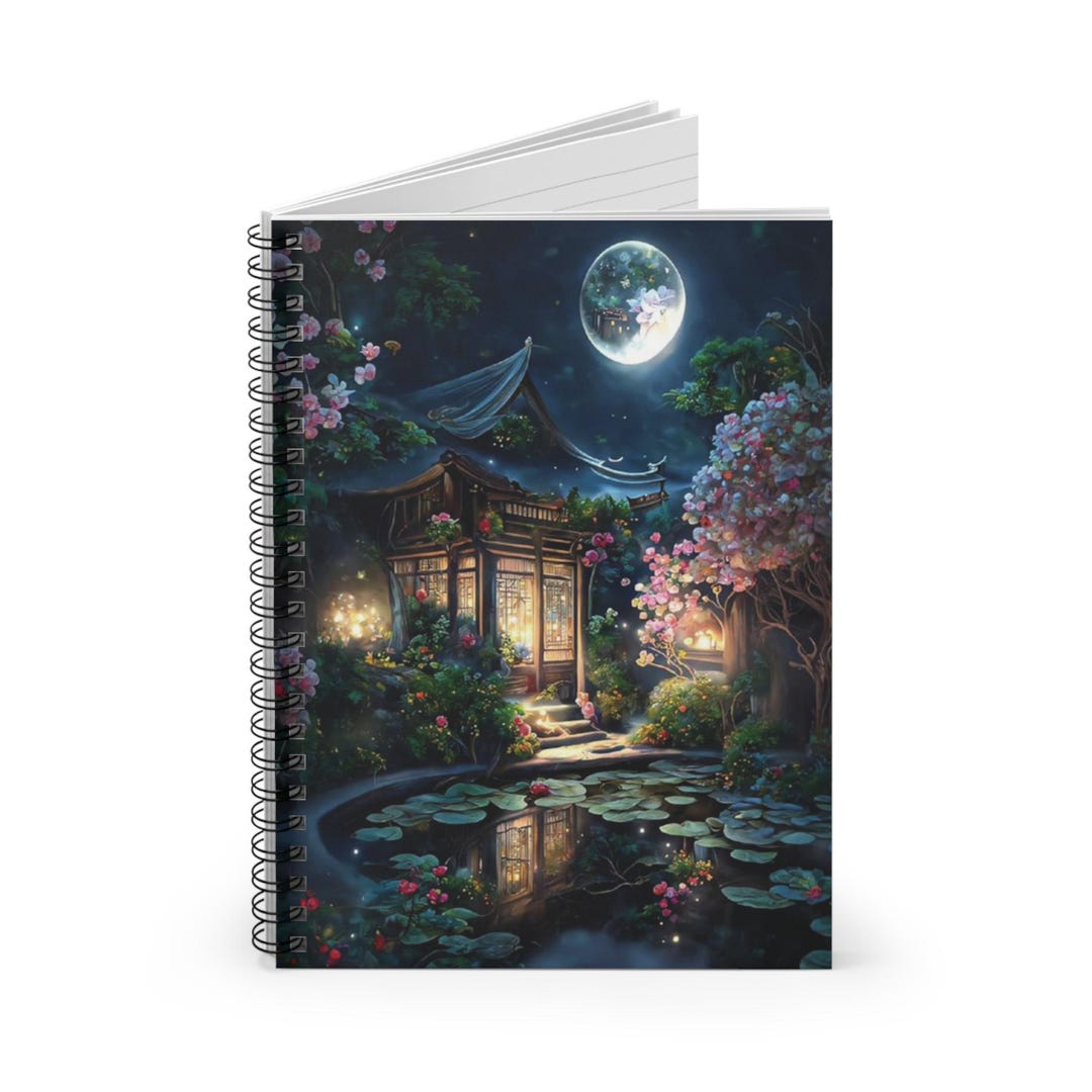 Moonlit Japanese Garden Notebook: Spiral Ruled Journal - Etsy