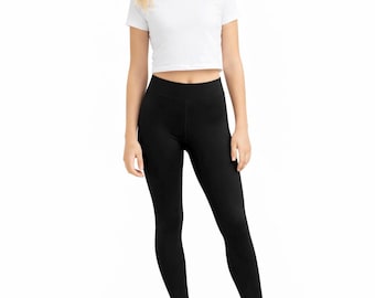 Czarne bawełniane legginsy dla dziewcząt – miękkie, elastyczne rajstopy szkolne (1–13 lat)