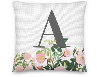 16x16 Grass Leaves Monogram Letters Gifts Monogram Letter V Initial Grass Leaves Nature Decoration Throw Pillow Multicolor