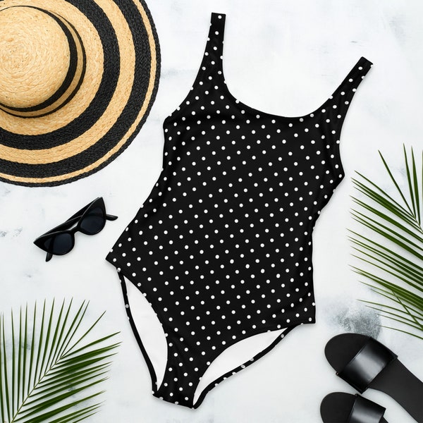 Elegant Polka Dot One-Piece Swimsuit