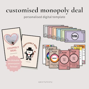 Aangepaste monopoliedeal | DIRECT DOWNLOADEN | Gamekaartsjabloon | Speelkaartsjabloon | Leuk jubileumcadeau | Monopolie eigendom