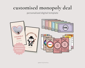 Custom Monopoly Deal | INSTANT DOWNLOAD | Game Card Template | Playing Card Template | Fun Anniversary Gift | Monopoly Property