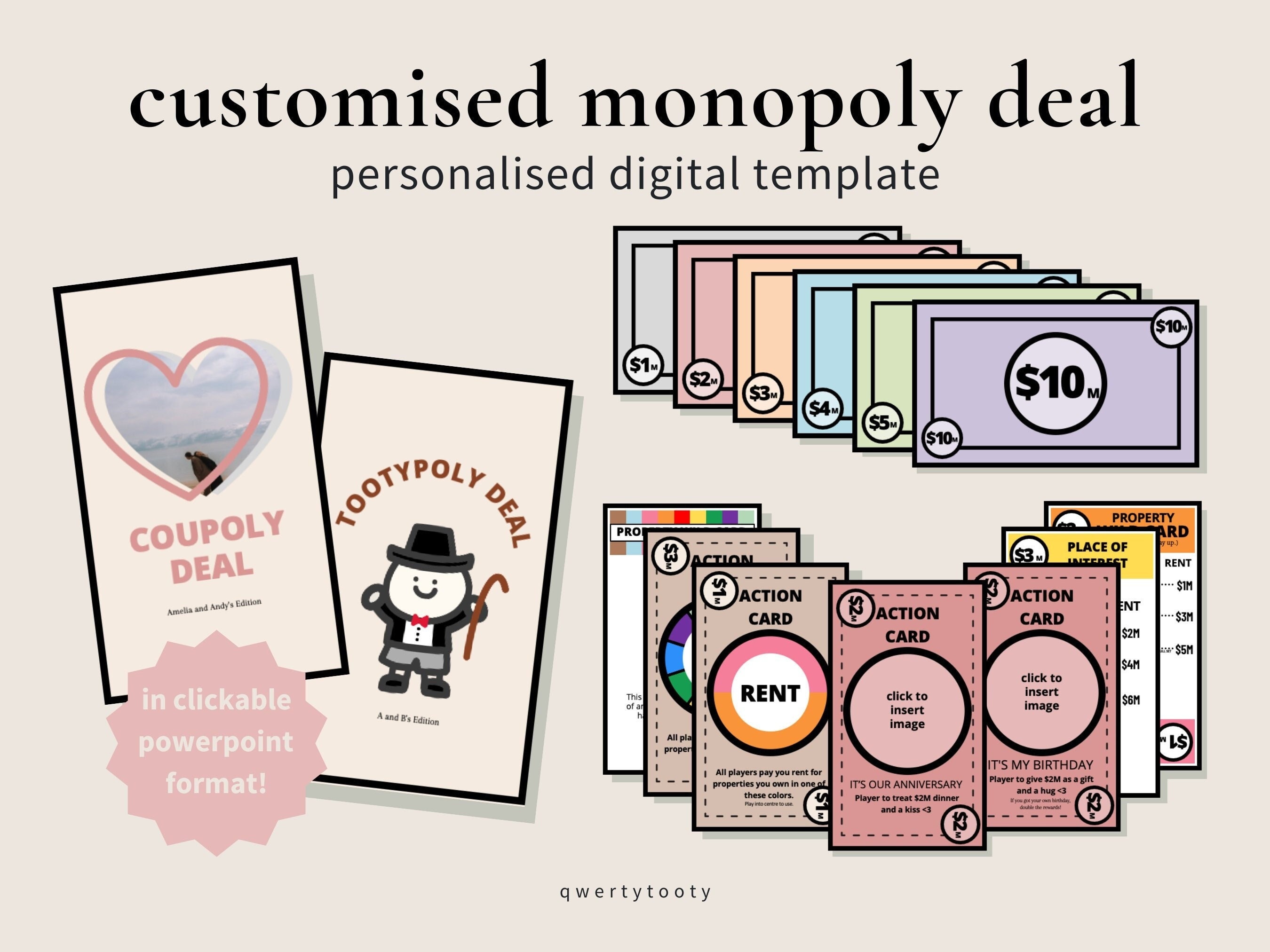 Monopoly 4 Design Bundle / Printable Art Download / Extra