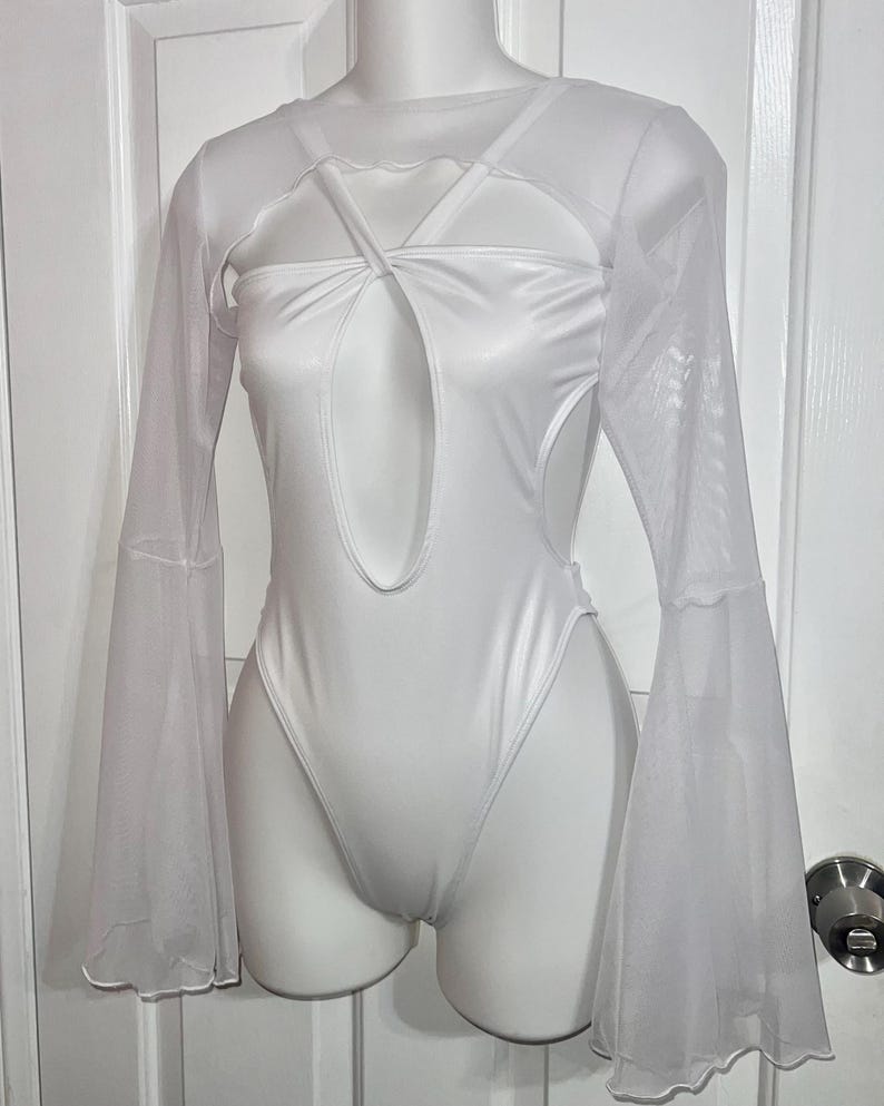 Angel Rave Bodysuit Costume – White Rave Outfit With Cuffs - Etsy