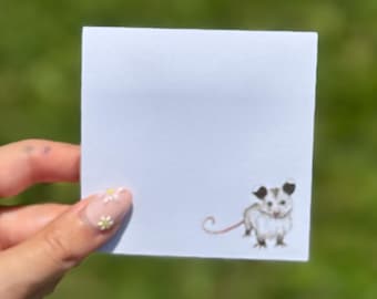 Cute Opossum Art Sticky Notepad: Wildlife Lover Gift