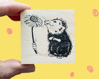Stamp : Adorable Opossum Possum Stamp, Ink Stamp Art, Stationary, Wildlife Lover, Animal Rehab, Cute, Gift, Stocking Stuffer